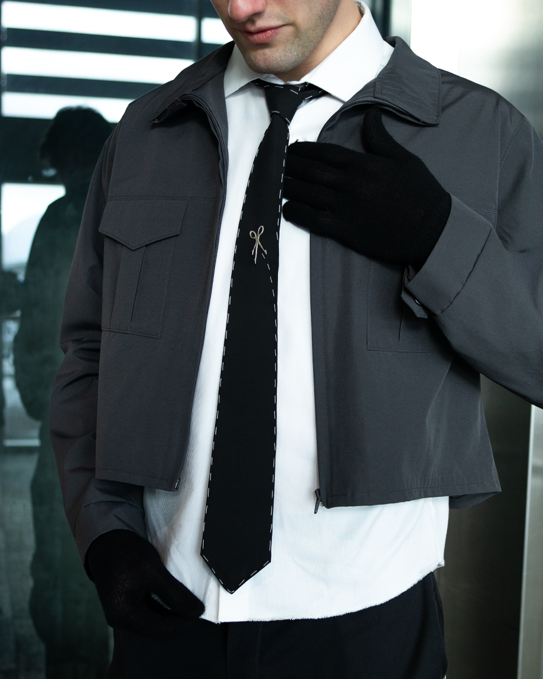 Deadstock Cropped Windbreaker Jacket - Graphite Grey V2