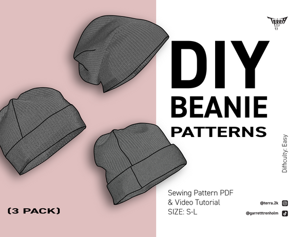 Beanie Sewing Patterns (3 PACK)